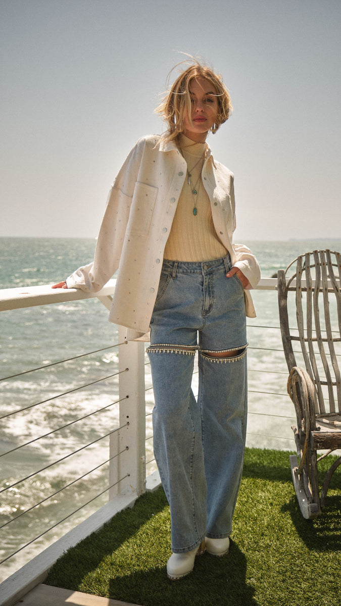 ●CLUT STUDIO● 1 1 denim cut out pants - LIGHT BLUE 1 1 デニムカットアウトパンツ - CLUT STUDIO | 60% - アジア