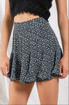 Pleated Floral Mini Skirt