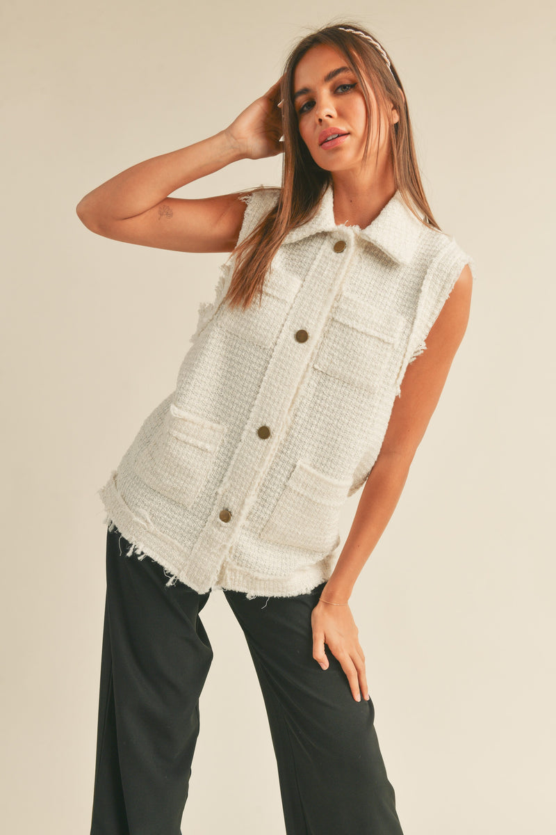 トップス candy tweed vest/white candy tweed vest/white レビュー | maison de Dolce.