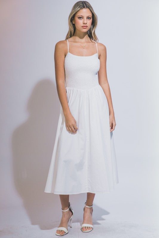 White Smocked Maxi Dress – Cheekie Boutique