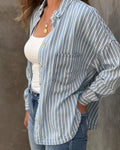 Chambray Striped Oversized Top - Shacket