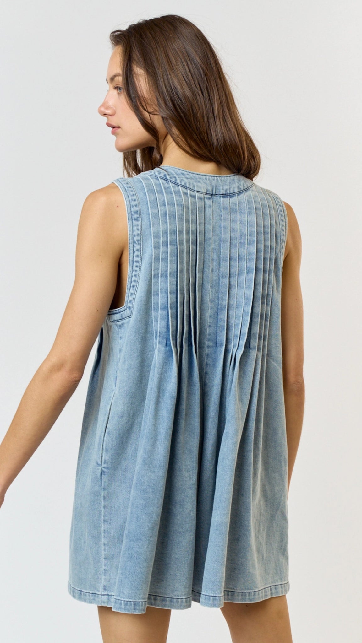 Scout Pleated Denim Romper