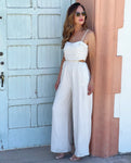 Natural Pleated Linen Jumpsuit