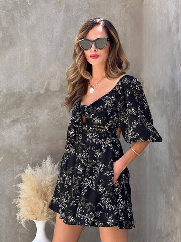 Floral Front Tie Romper