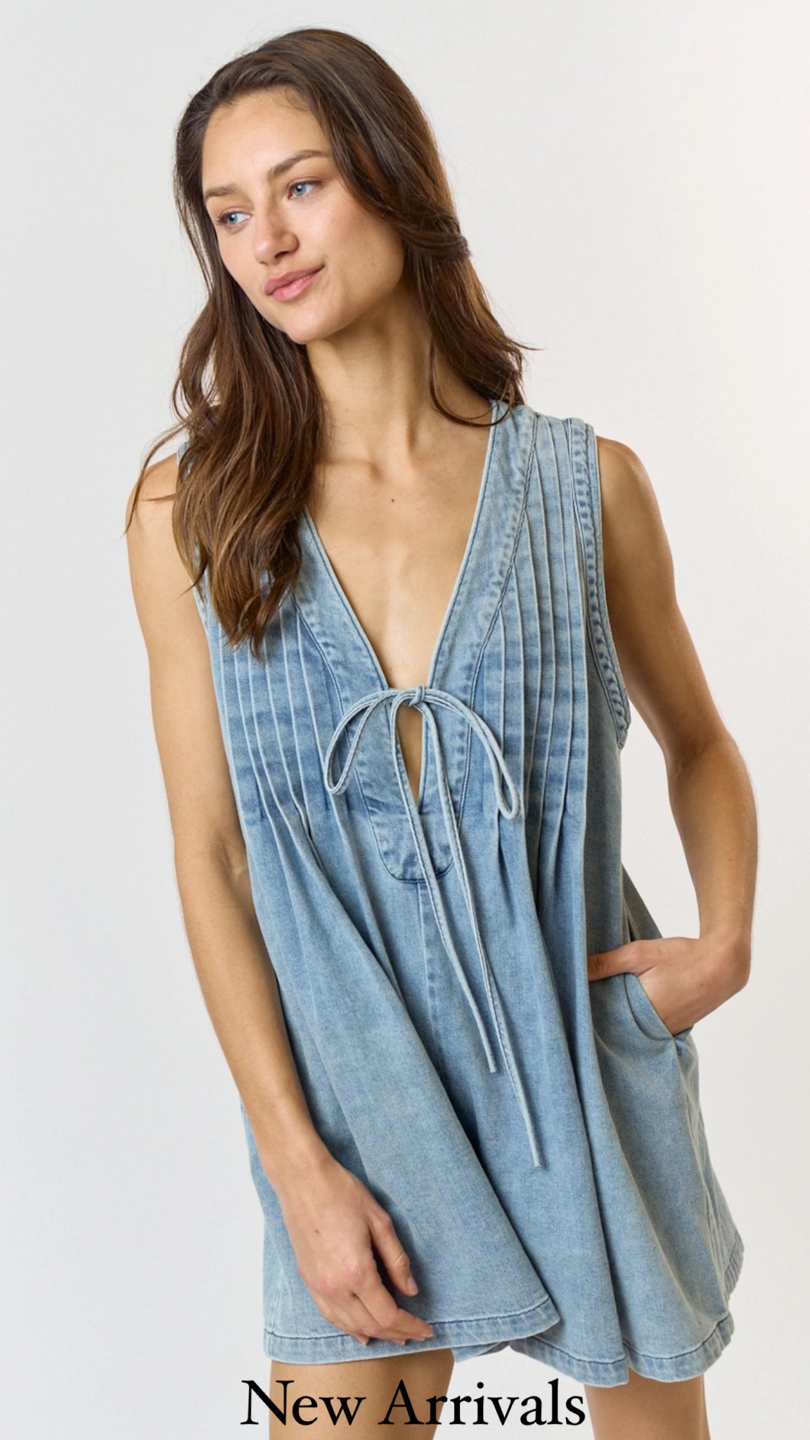 Scout Pleated Denim Romper