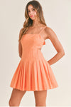 Pleated Orange Mini Dress
