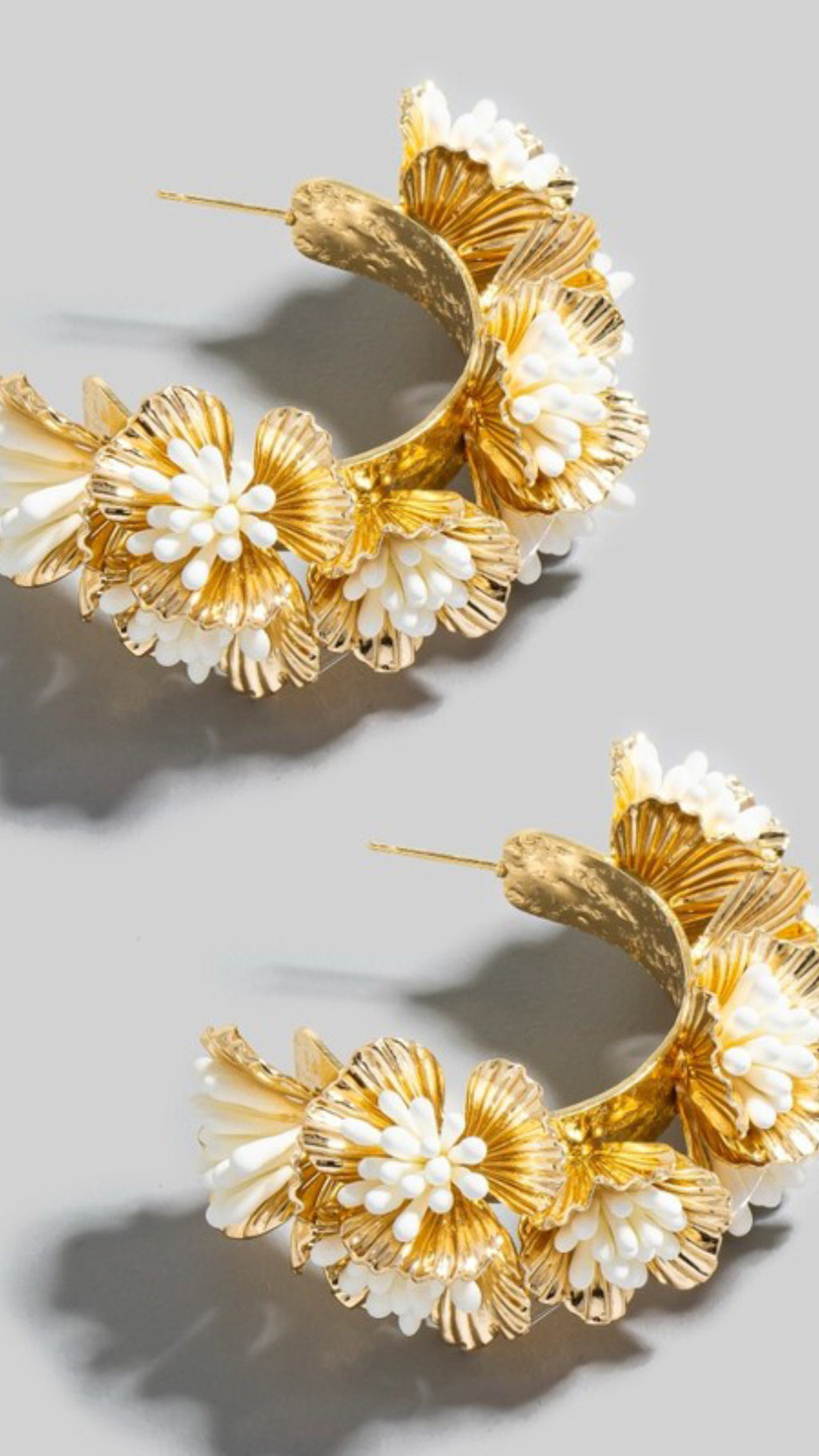 Intricate Flower Hoop Earrings