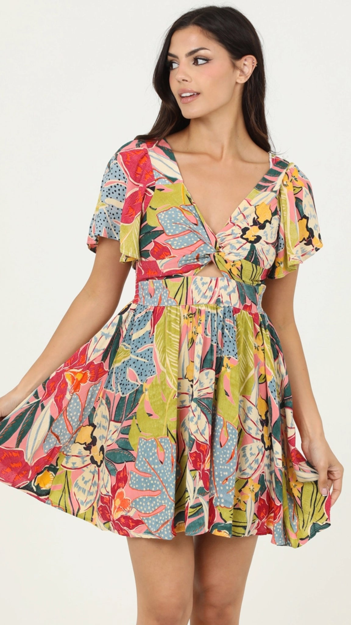 Floral Twist Mini Dress