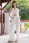 White High Waisted Linen Pants