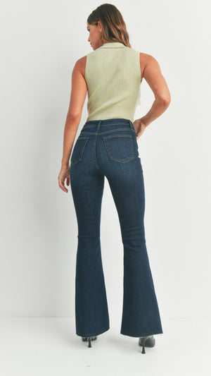 High Rise Split Flare Jeans