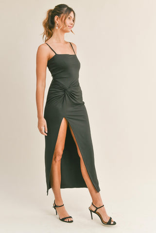 Black Front Twist Dress