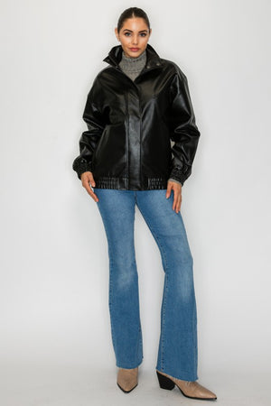 Black Oversized Leather Jacket