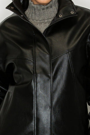 Black Oversized Leather Jacket
