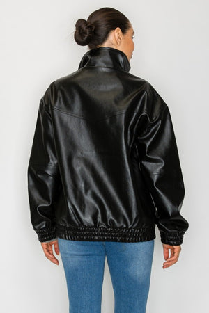 Black Oversized Leather Jacket