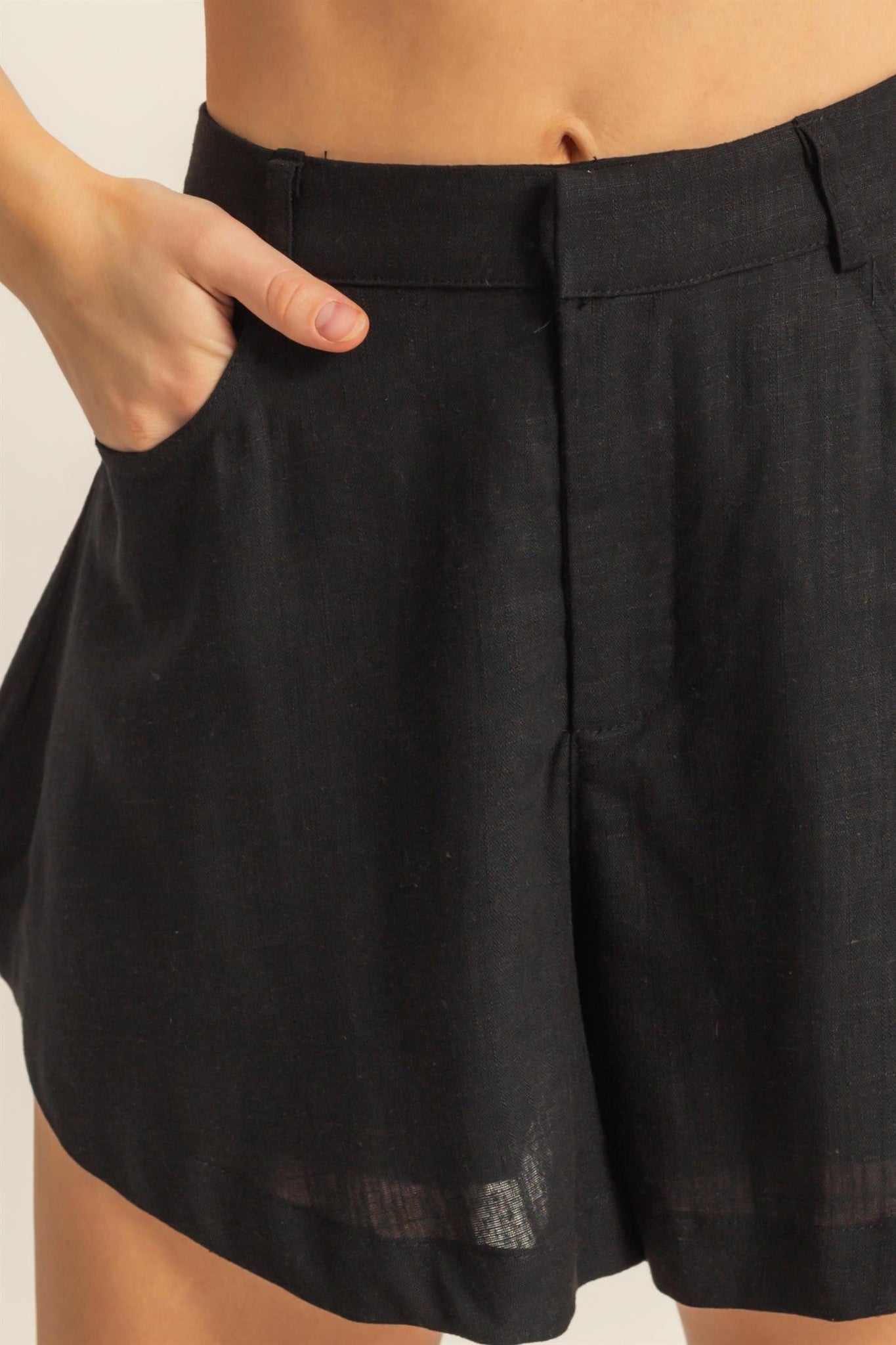Starlit Stroll Black Linen Shorts