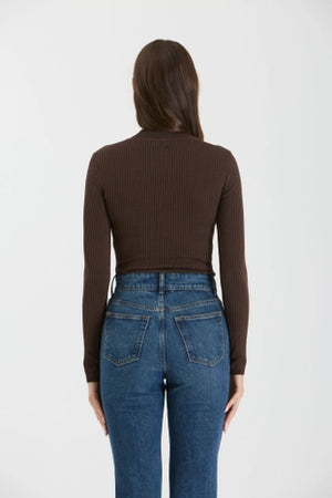 Brown Ribbed Knit Bodysuit