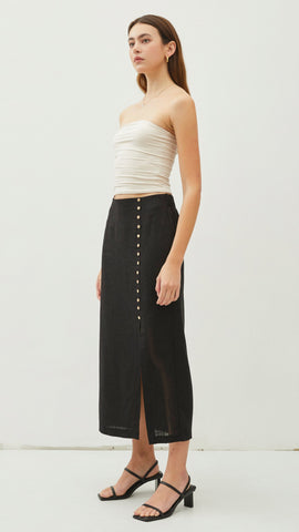 Black Linen Maxi Skirt