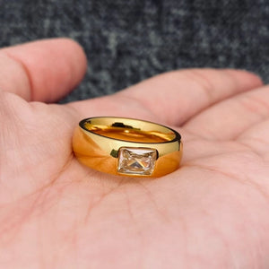 Crystal Square Gold Ring