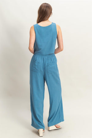 Coastal Crush Blue Linen Set