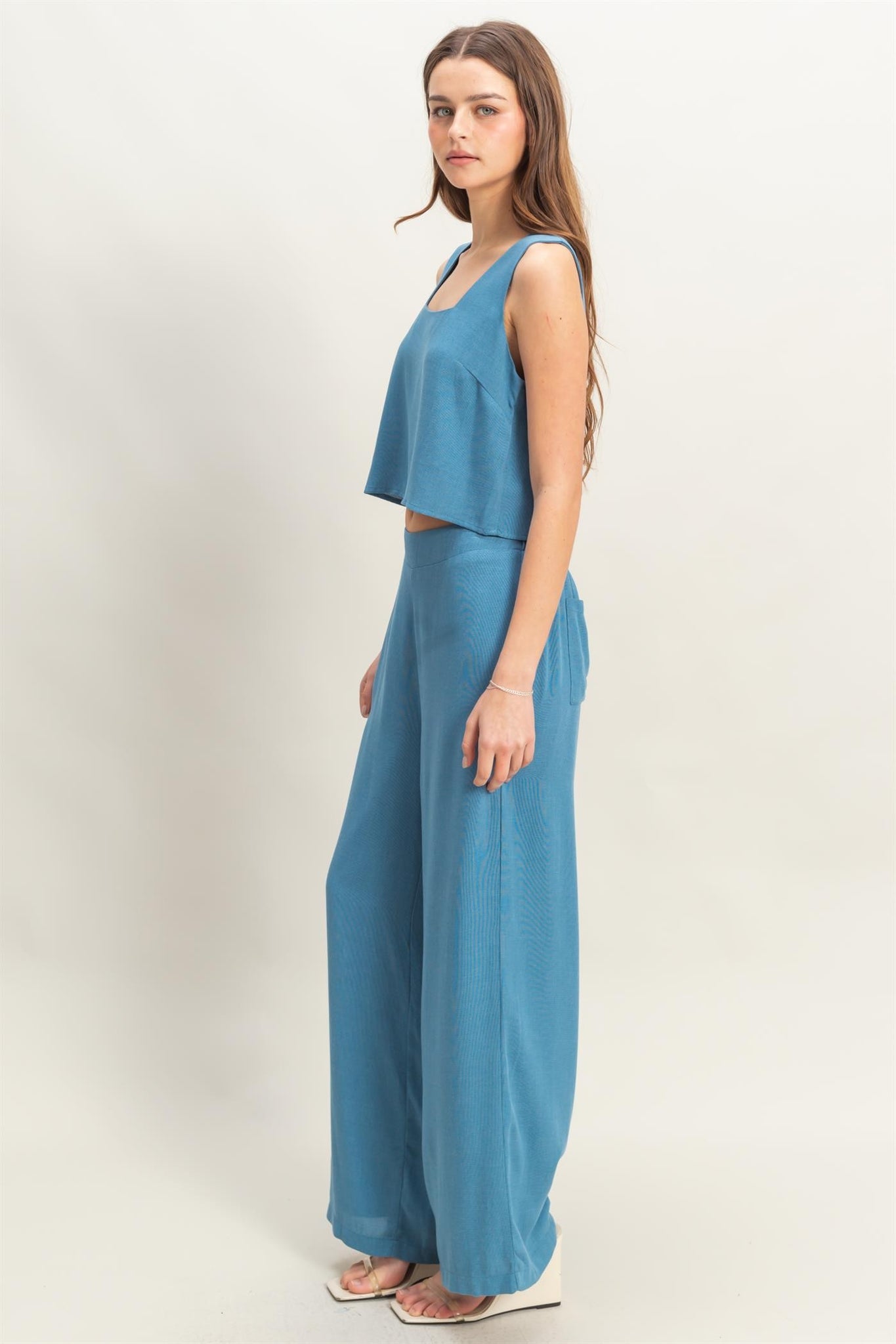 Coastal Crush Blue Linen Set