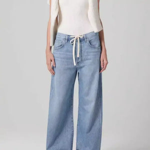 Cozy Denim Drawstring Jeans