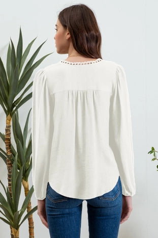 Eyelet Lace Trim Long Sleeve