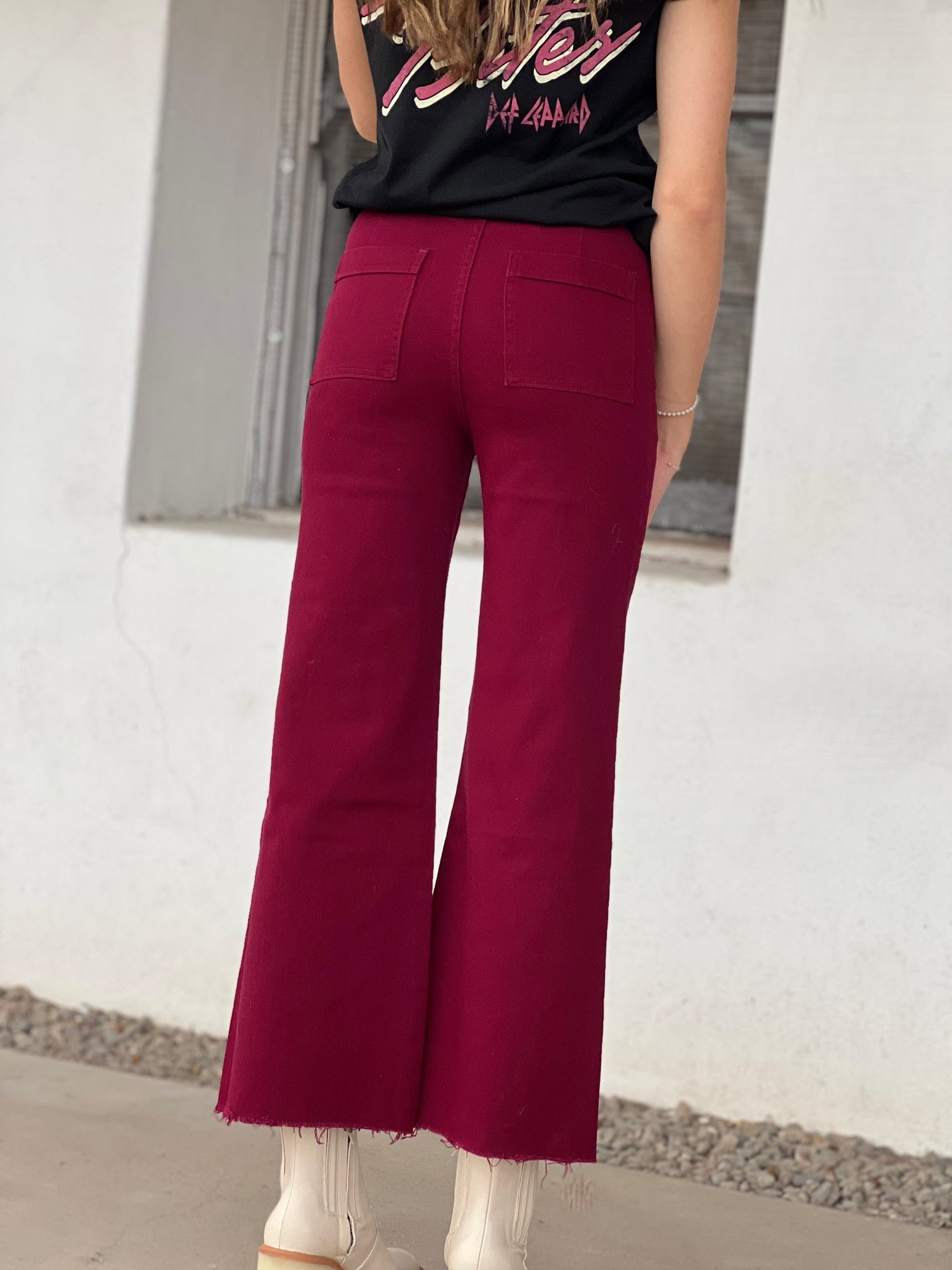 Wine Wide Leg Trousers