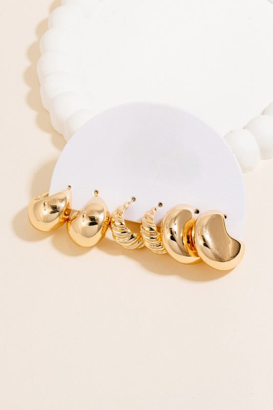 Mixed Beveled Hoop Set
