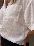 White Checkered Satin Top