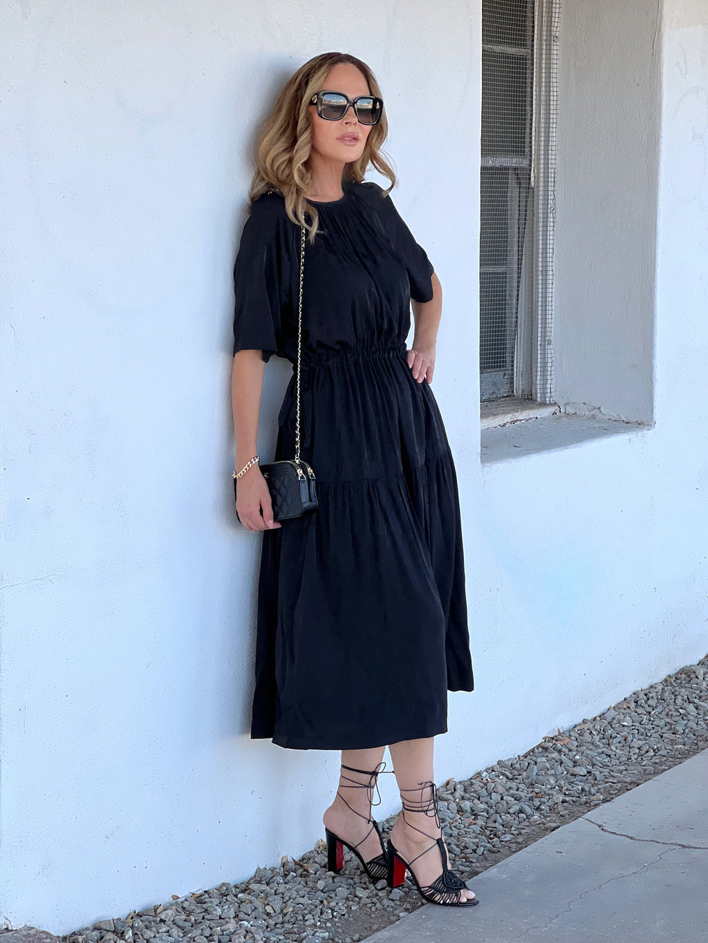 Black SideTie Maxi Dress