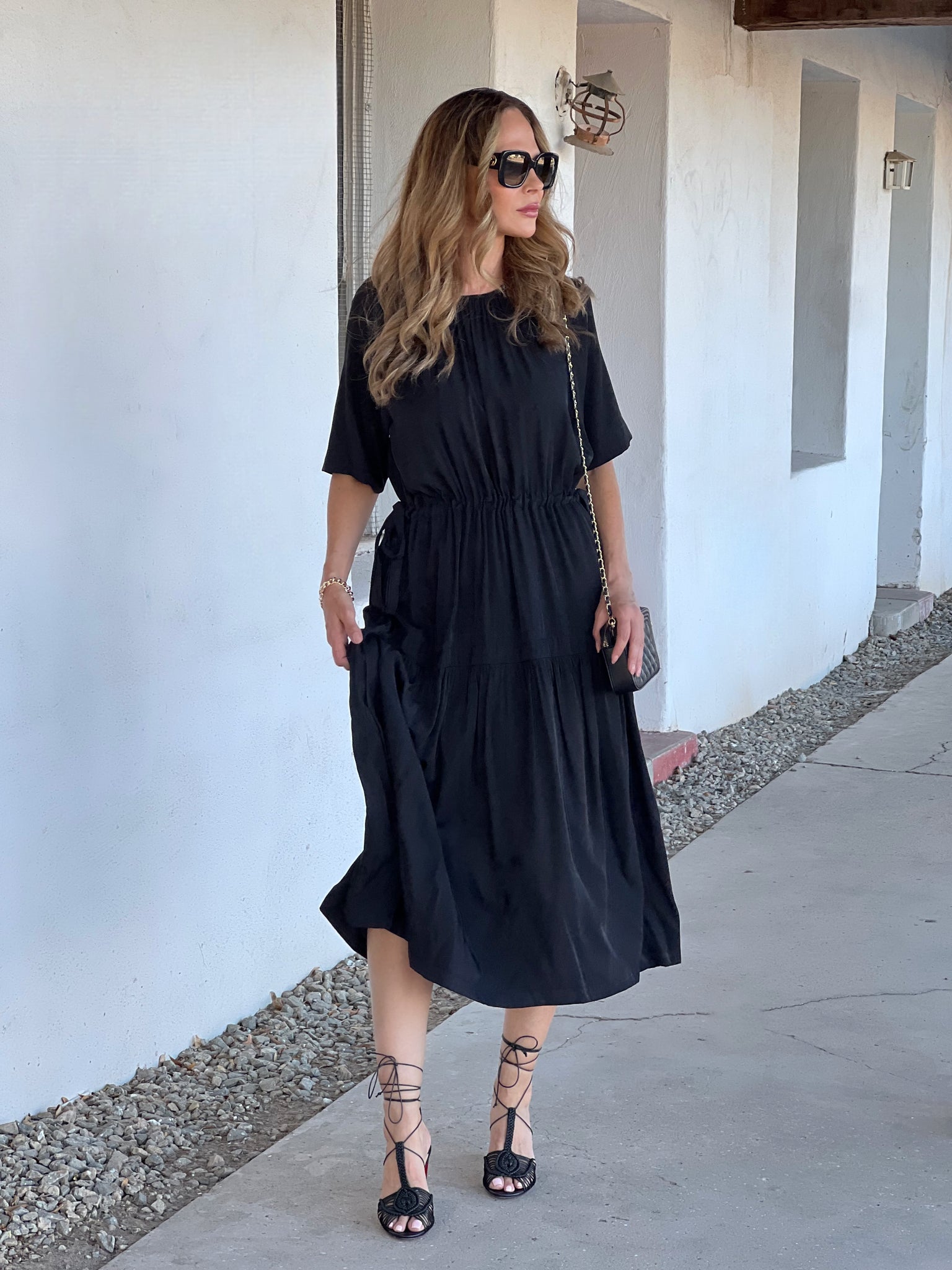 Black SideTie Maxi Dress