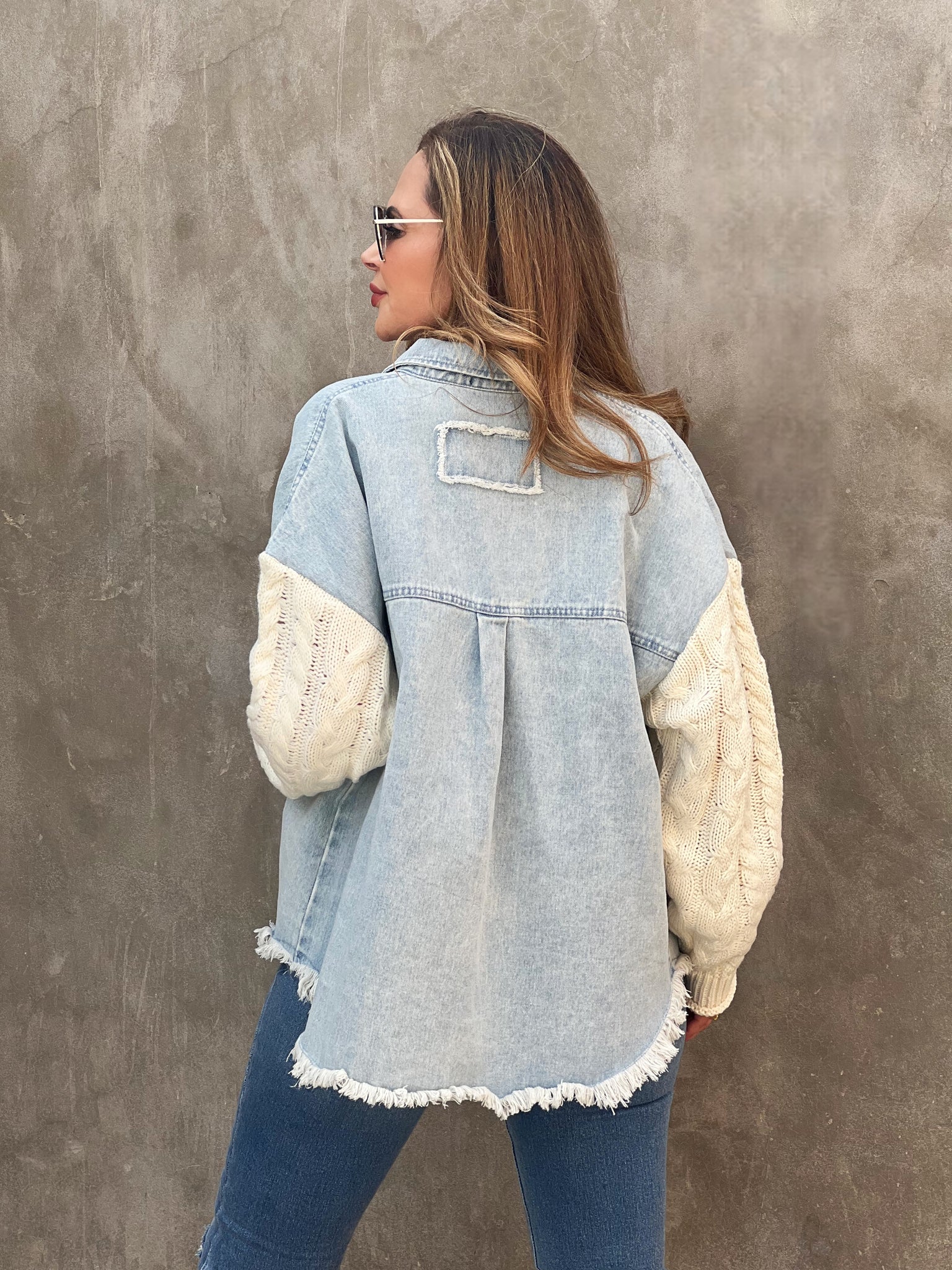 Denim Cable Sleeved Jacket