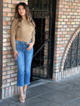 Tan Asymmetrical Hem Sweater