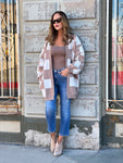 Beige Checkered Cardigan