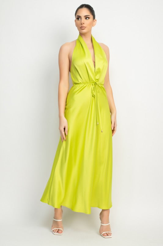 Chartreuse Halter Dress