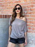 Off Shoulder Warm Gray Top