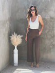 Chestnut High Waisted Pleated Trousers