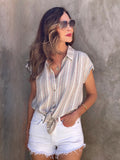 Beige Multi Striped Top