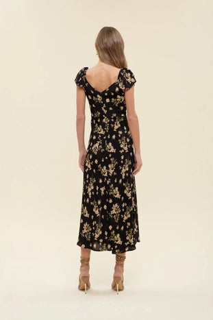 Black Floral Midi Dress