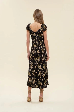 Black Floral Midi Dress