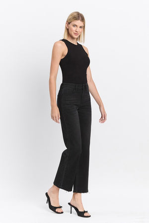 Aileeah Black Rhinestone Slim Wide Jeans