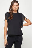 Black Fringe Sleeve Top