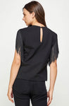 Black Fringe Sleeve Top
