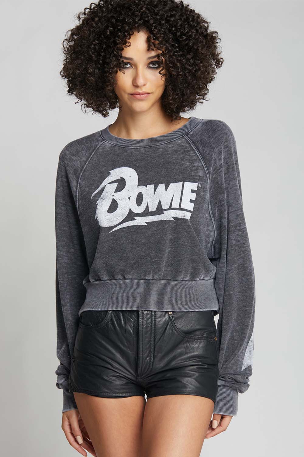 Edgy Bowie Strike Cropped Sweatshirt