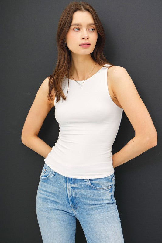 White Halter Basic Top