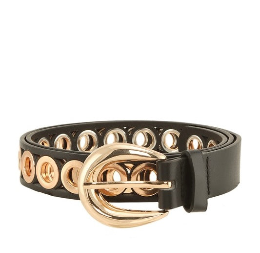 Black Gold Grommet Belt