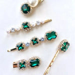 5 Piece Emerald Pearl Hair Clips
