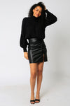 Leather Drawstring Mini Skirt