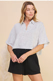 White Striped Linen Top
