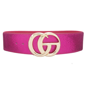 Foil Double G Hot Pink Stretch Belt